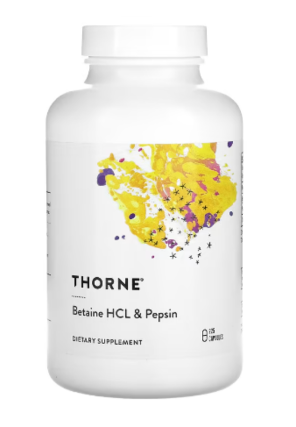 Thorne, Betaine HCL & Pepsin, 225 Capsules