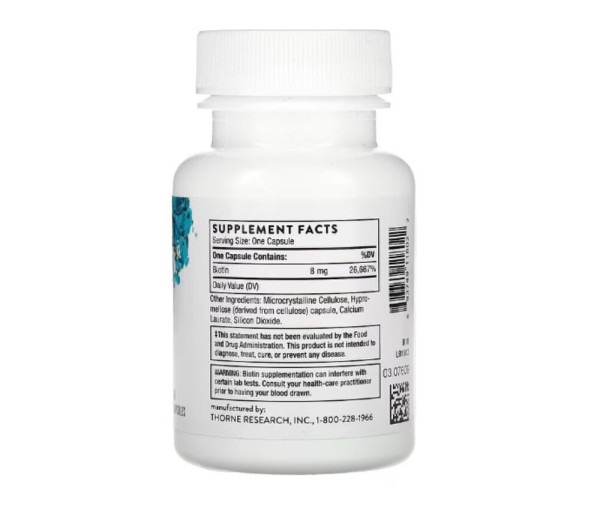 Thorne, Biotin, 8,000 mcg, 60 Capsules