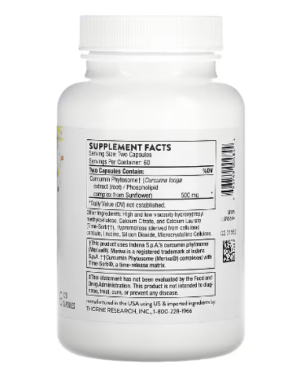 Thorne, Curcumin Phytosome, Sustained Release, 500 mg, 120 Capsules