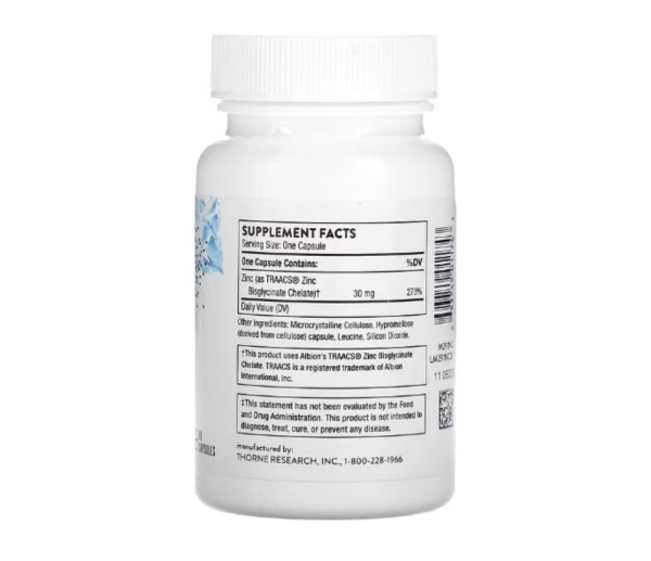 Thorne, Zinc Bisglycinate, 30 mg, 60 Capsules
