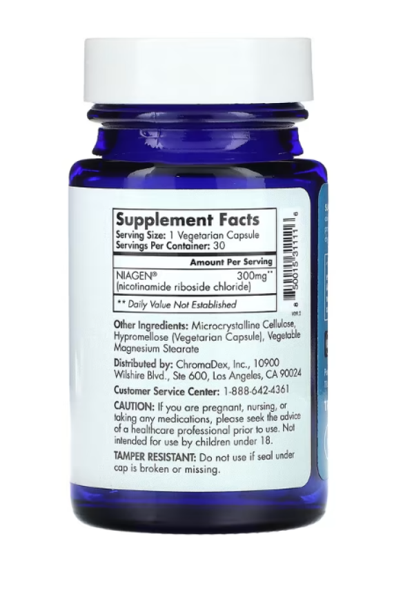 Tru Niagen, Nicotinamide Riboside, 300 mg, 30 Vegetarian Capsules