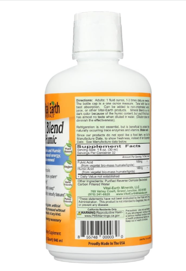 Vital Earth Minerals Fulvic-Humic Mineral Blend - 32 fl oz 946 ml
