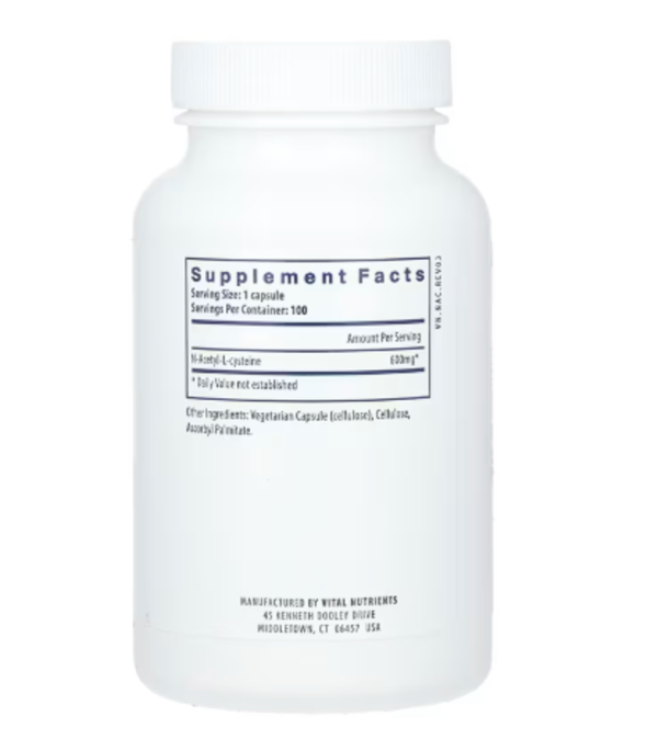 Vital Nutrients, NAC, 600 mg, 100 Vegetarian Capsules