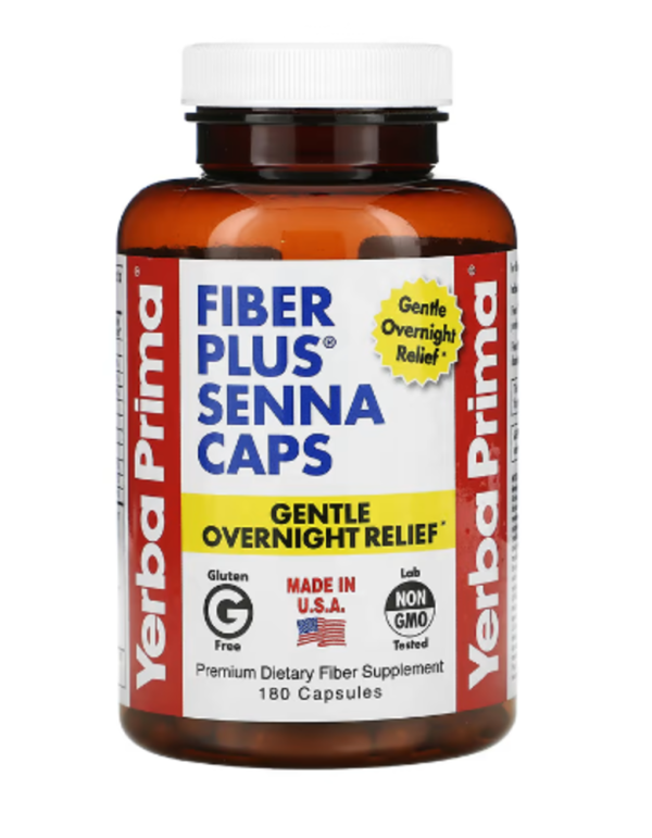 Yerba Prima, Fiber Plus Senna Caps, 180 Capsules