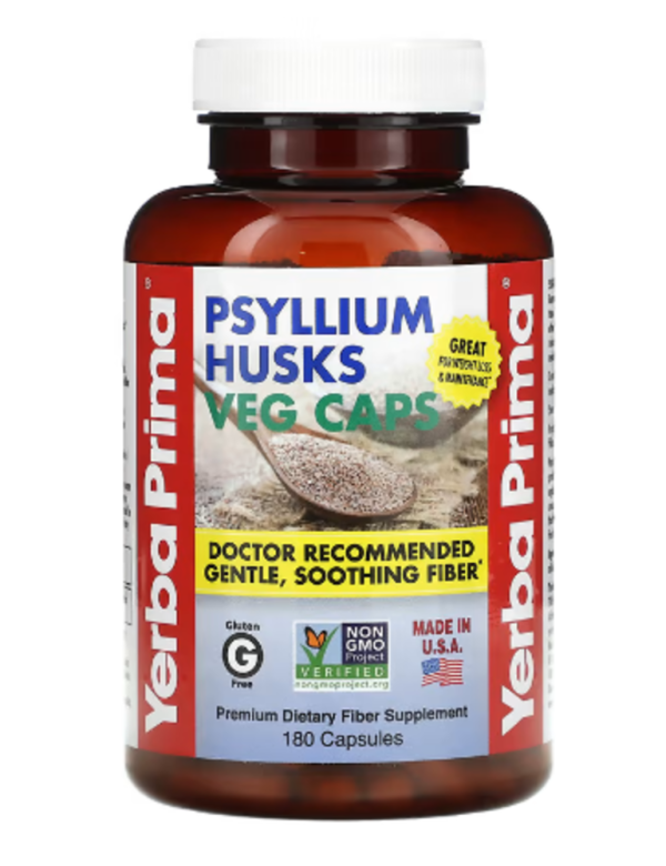 Yerba Prima, Psyllium Husks Veg Caps, 180 Capsules