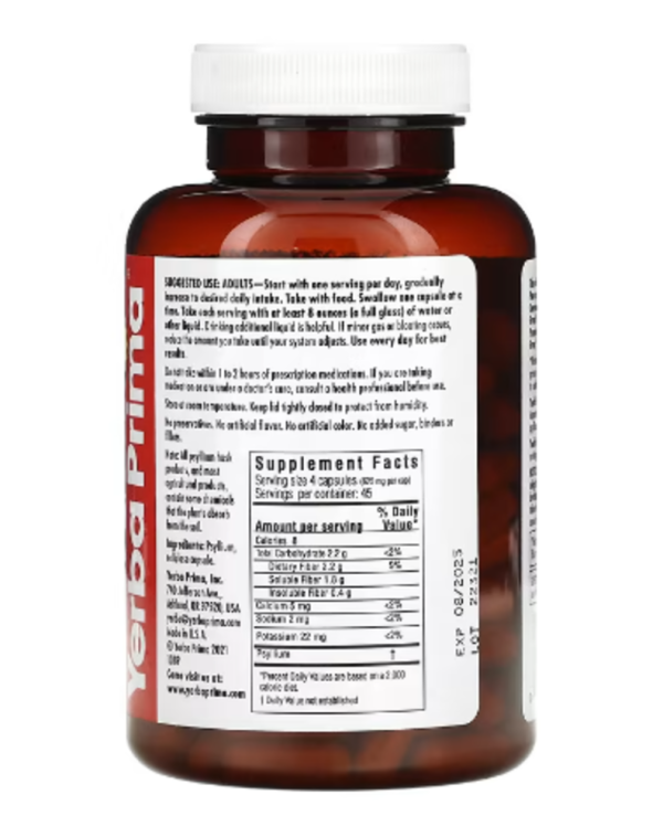 Yerba Prima, Psyllium Husks Veg Caps, 180 Capsules