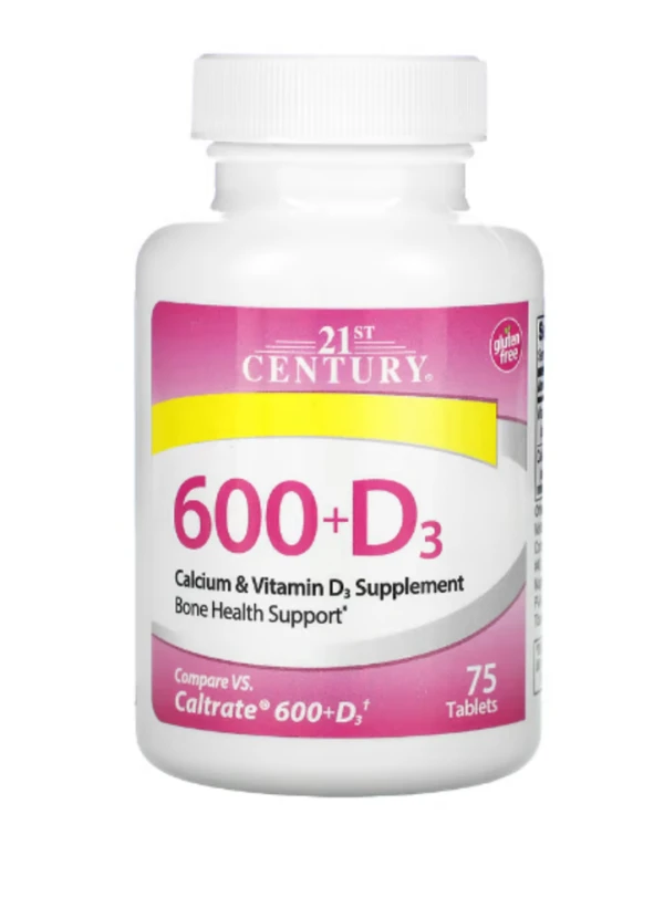 21st Century, 600+D3, Calcium & Vitamin D3 Supplement, 75 Tablets