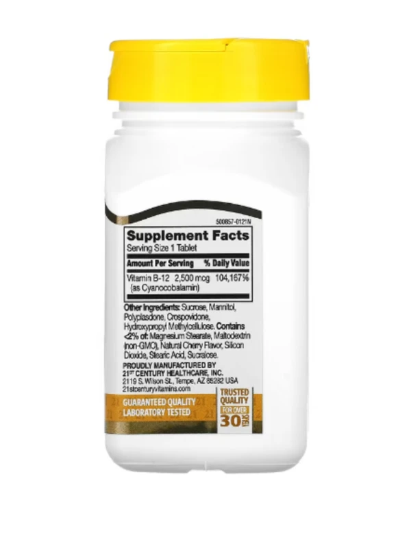 21st Century, B-12, Cherry, 2,500 mcg, 110 Sublingual Tablets