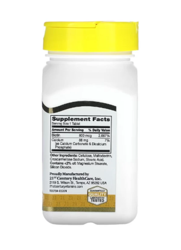 21st Century, Biotin, 800 mcg, 110 Easy Swallow Tablets