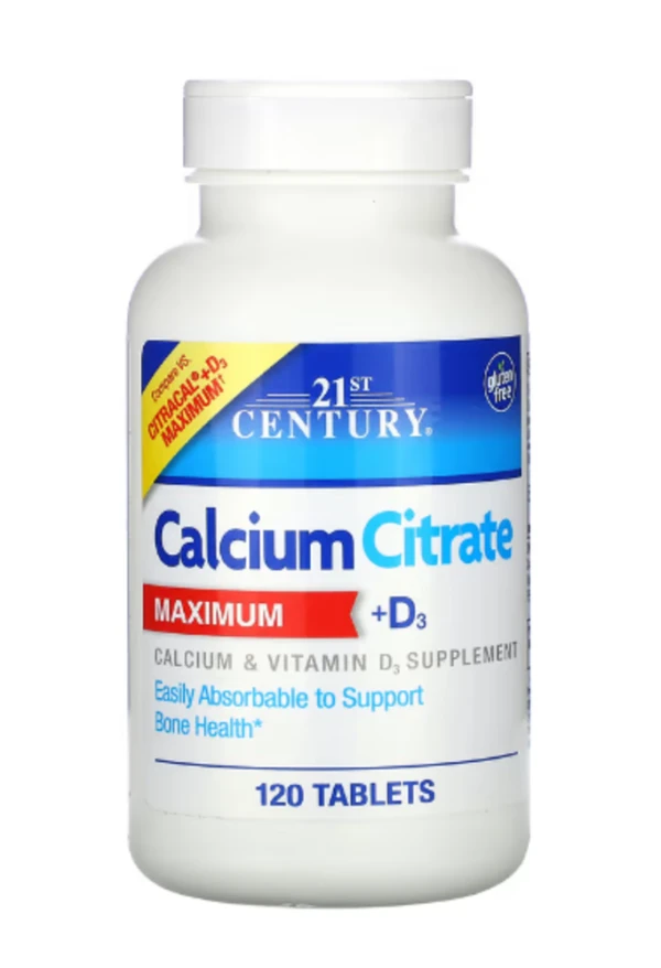 21st Century, Calcium Citrate Maximum + D3, 120 Tablets