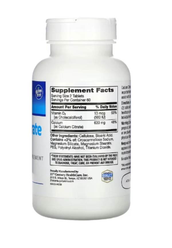 21st Century, Calcium Citrate Maximum + D3, 120 Tablets