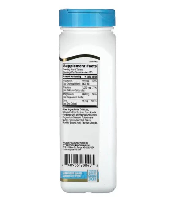 21st Century, Calcium Magnesium Zinc + D3, 250 Tablets