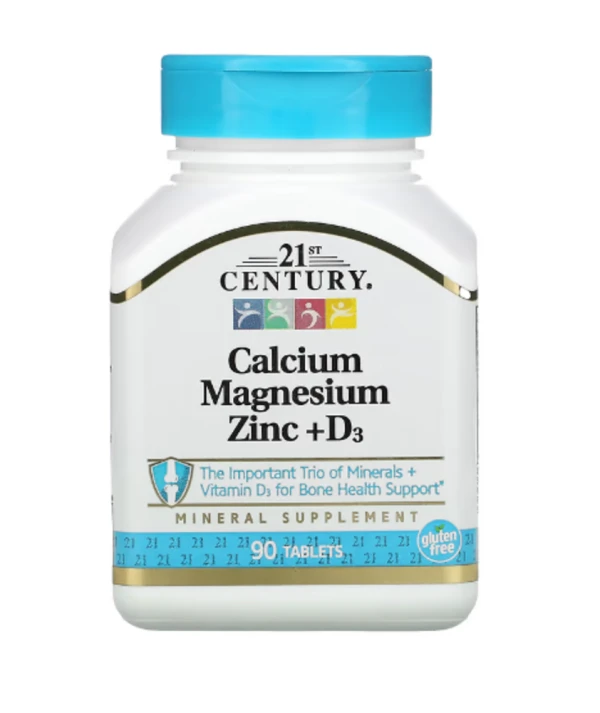 21st Century, Calcium Magnesium Zinc + D3, 90 Tablets