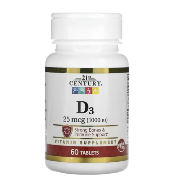 21st Century, D3, 25 mcg (1,000 IU), 60 Tablets