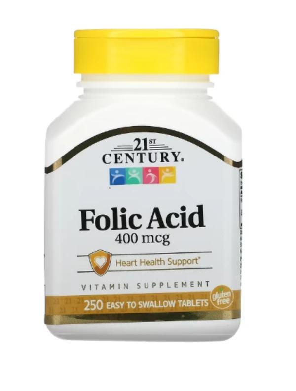 21st Century, Folic Acid, 400 mcg, 250 Easy to Swallow Tablets