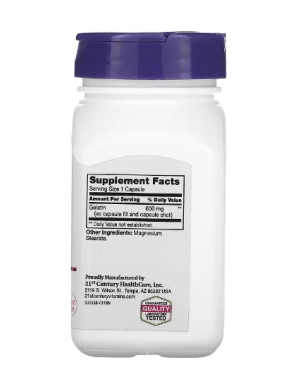 21st Century, Gelatin, 600 mg, 100 Capsules