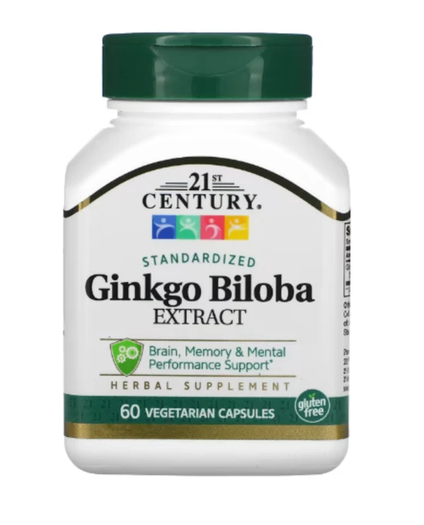 21st Century, Ginkgo Biloba Extract, Standardized, 60 Vegetarian Capsules