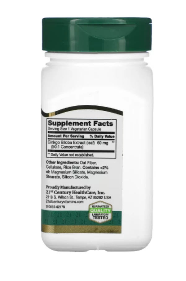 21st Century, Ginkgo Biloba Extract, Standardized, 60 Vegetarian Capsules