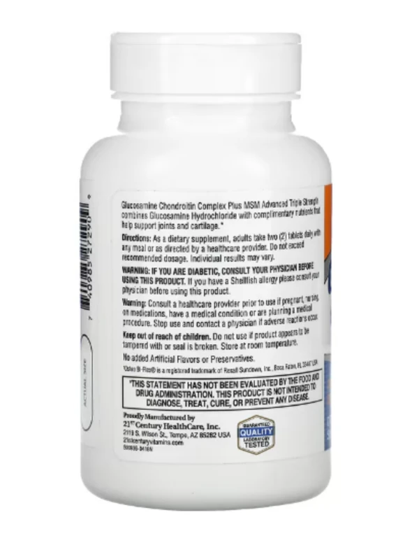 21st Century, Glucosamine Chondroitin Complex Plus MSM, Advanced Triple Strength, 80 Tablets