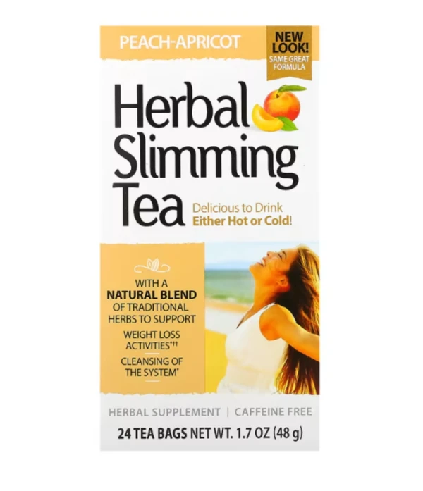 21st Century, Herbal Slimming Tea, Peach-Apricot, Caffeine Free, 24 Tea Bags, 1.7 oz (48 g)