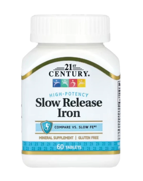 21st Century, Slow Release Iron, High Potency, 60 Tablets