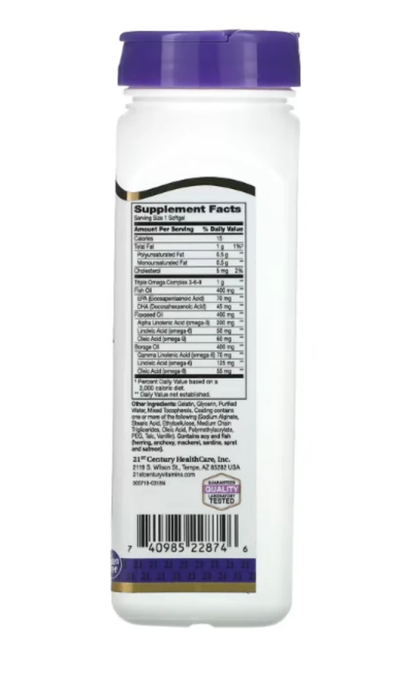 21st Century, Triple Omega Complex 3-6-9, 90 Enteric Coated Softgels