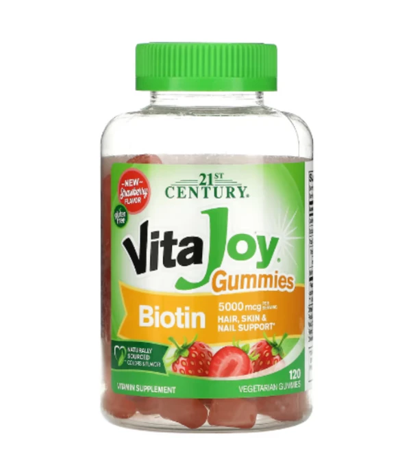 21st Century, VitaJoy Biotin Gummies, Strawberry Flavor, 5,000 mcg, 120 Vegetarian Gummies (2,500 mcg per Gummy)