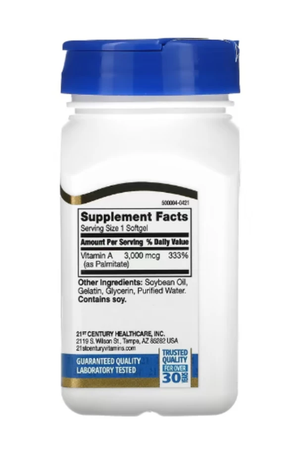 21st Century, Vitamin A, 3,000 mcg (10,000 IU), 110 Softgels