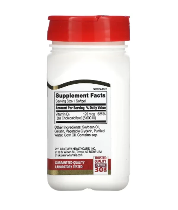 21st Century, Vitamin D3, 125 mcg (5,000 IU), 110 Rapid Release Softgels