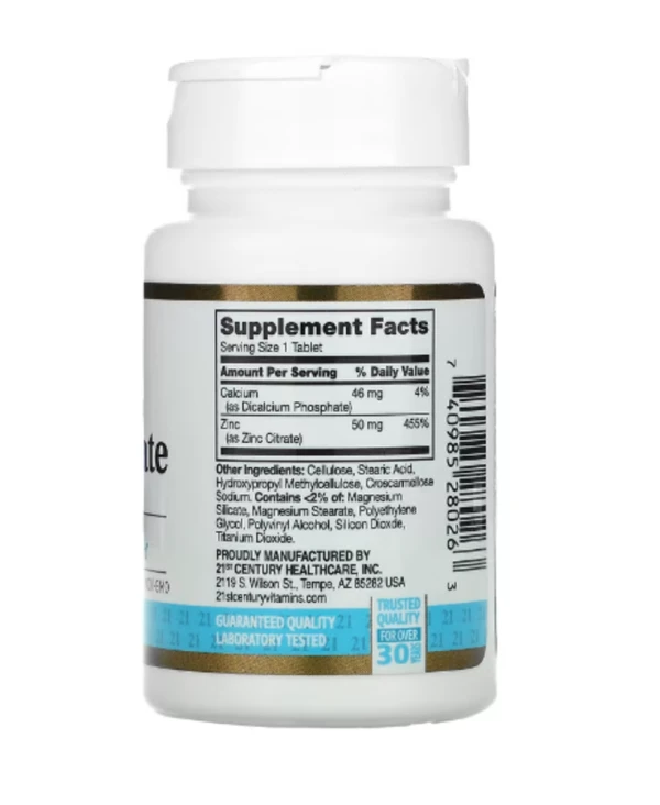 21st Century, Zinc Citrate, 50 mg, 60 Tablets