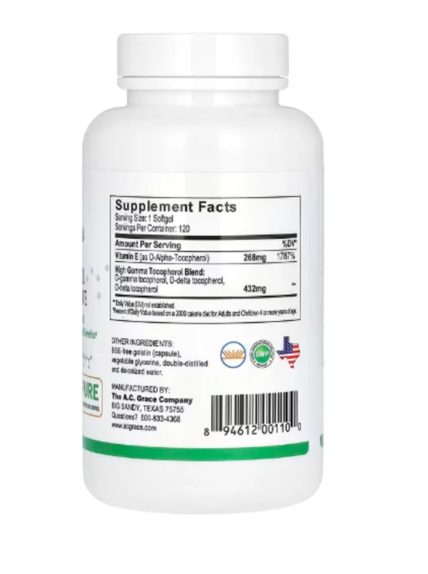 A.C. Grace Company, Unique E, High Gamma, Mixed Tocopherol Concentrate, 120 Softgels