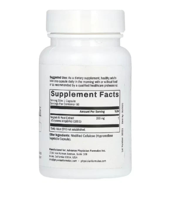 Advance Physician Formulas, Tongkat Ali, 200 mg, 60 Vegetable Capsules