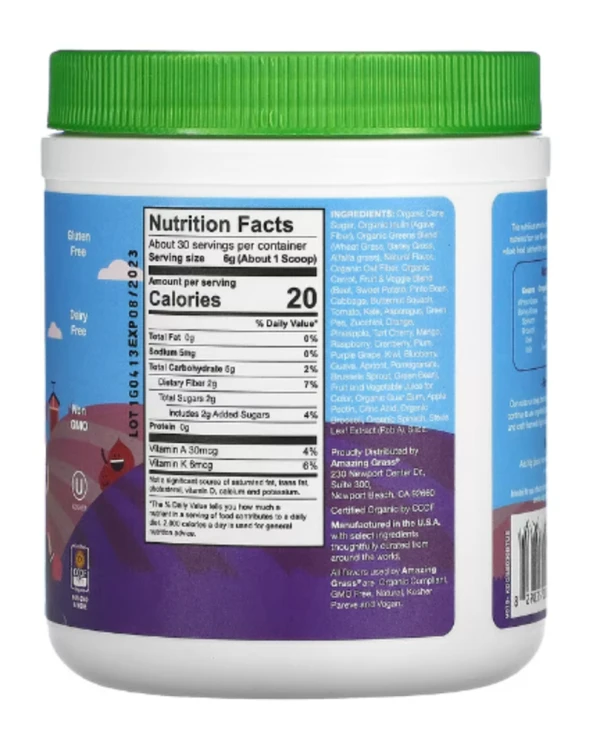 Amazing Grass, Kidz Superfood Blend, Berry Blast, 6.35 oz (180 g)