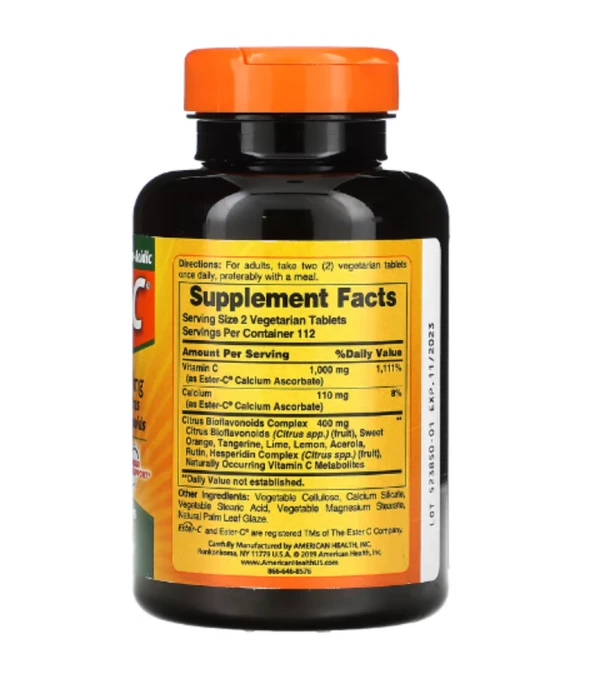 American Health, Ester-C with Citrus Bioflavonoids, 500 mg, 225 Vegetarian Tablets