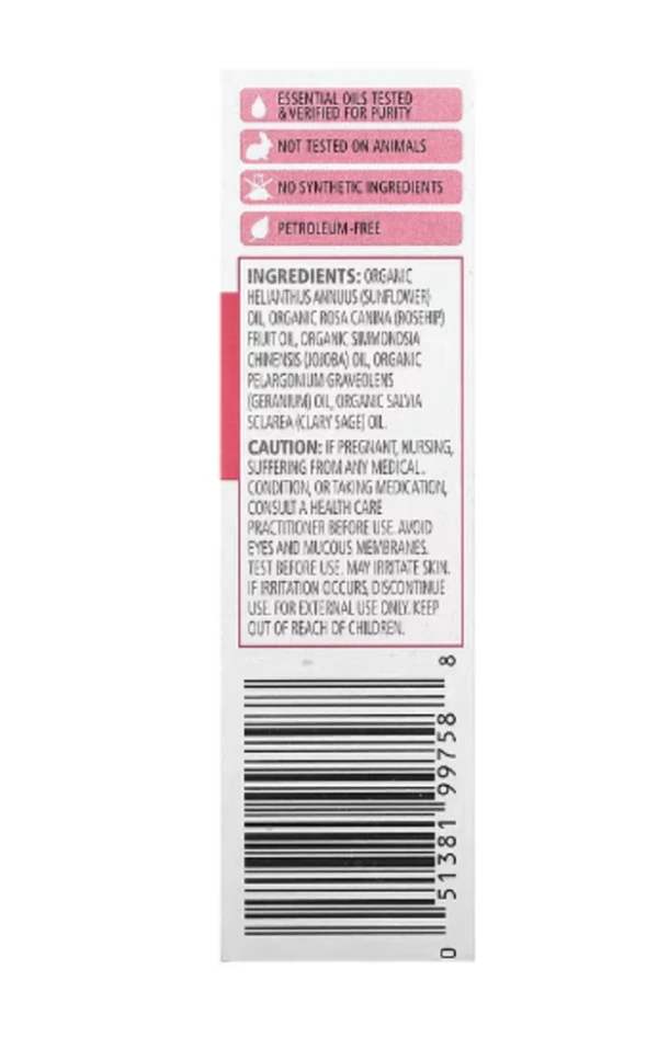 Aura Cacia, Organic Deep Rosehip Facial Oil Serum, Geranium & Clary Sage, 1 fl oz (30 ml)