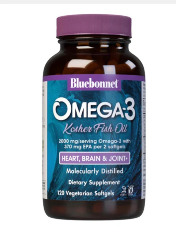 Bluebonnet Nutrition, Omega-3 Kosher Fish Oil, 2,000 mg, 120 Vegetarian Softgels (1,000 mg per Softgel)