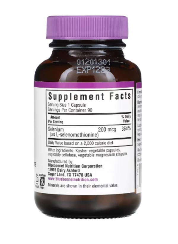 Bluebonnet Nutrition, Selenium, 200 mcg, 90 Vegetable Capsules