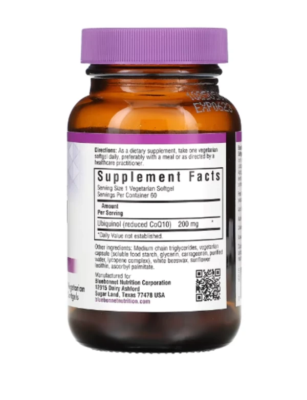 Bluebonnet Nutrition, Ubiquinol, CellullarActive CoQ10, 200 mg, 60 Vegetarian Softgels