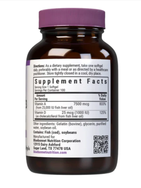 Bluebonnet Nutrition, Vitamin A & D3, 100 Softgels