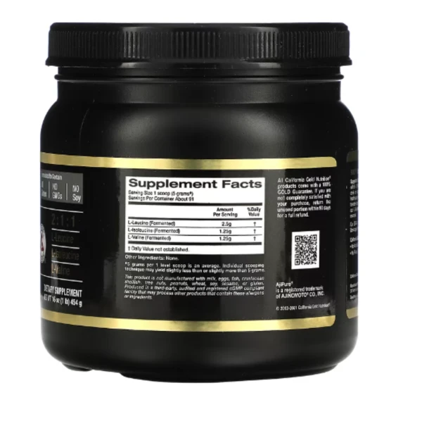 California Gold Nutrition, BCAA Powder, AjiPure, Branched Chain Amino Acids, 16 oz (454 g)