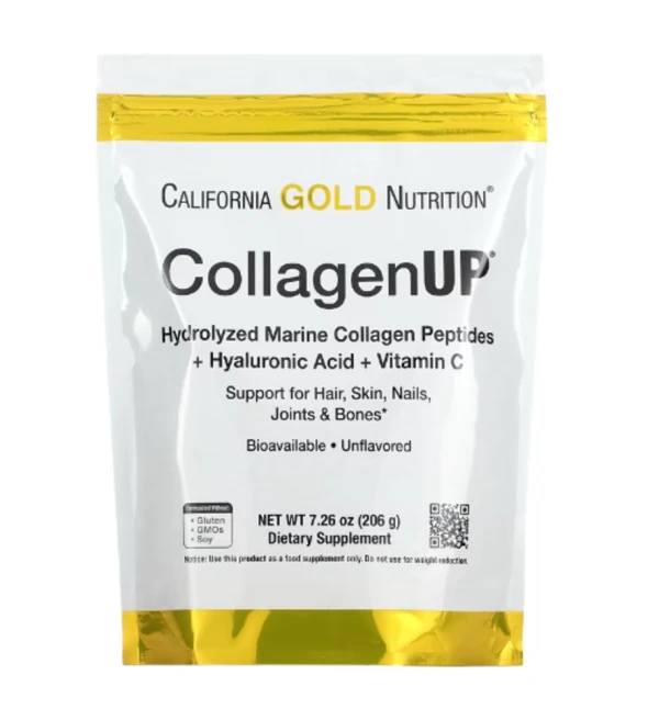 California Gold Nutrition, CollagenUP, Hydrolyzed Marine Collagen Peptides with Hyaluronic Acid and Vitamin C, Unflavored, 7.26 oz (206 g)