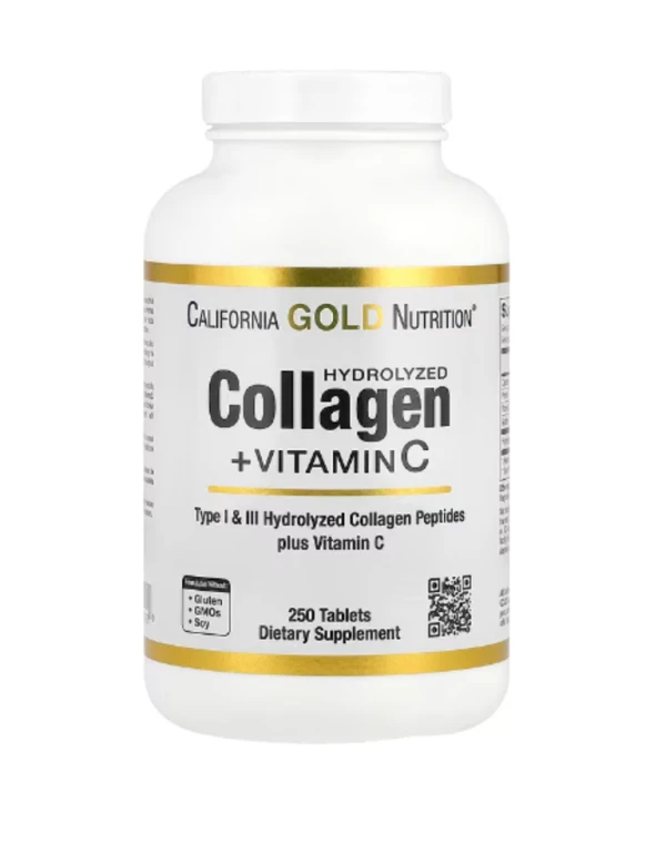 California Gold Nutrition, Hydrolyzed Collagen Peptides + Vitamin C, Type I & III, 250 Tablets