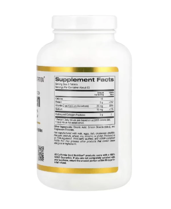 California Gold Nutrition, Hydrolyzed Collagen Peptides + Vitamin C, Type I & III, 250 Tablets