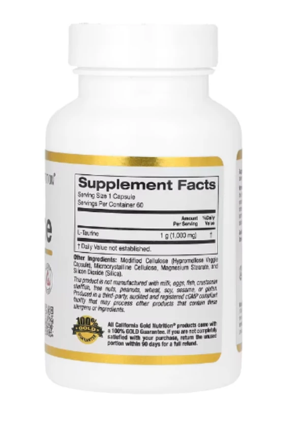 California Gold Nutrition, L-Taurine, 1,000 mg, 60 Veggie Capsules