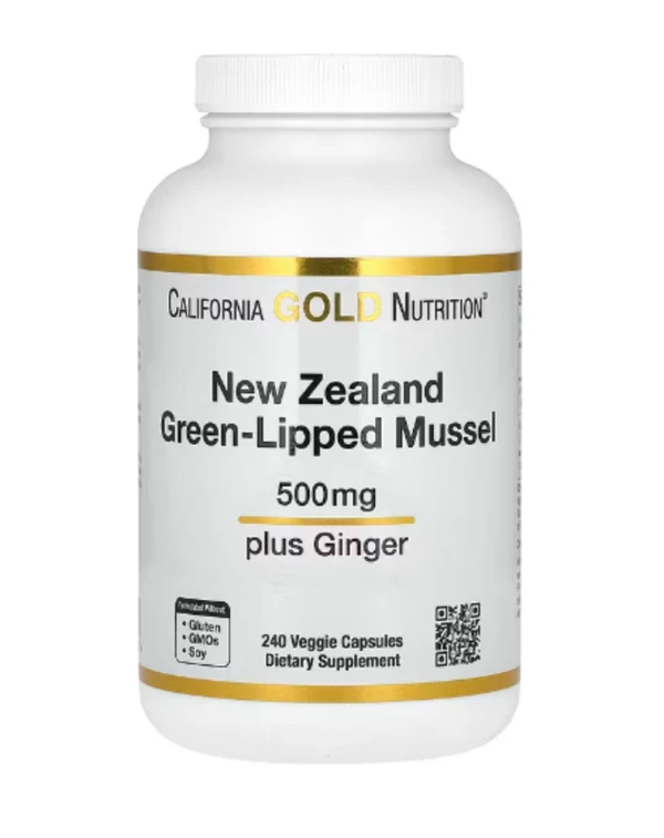 California Gold Nutrition, New Zealand Green-Lipped Mussel Plus Ginger, 500 mg, 240 Veggie Capsules