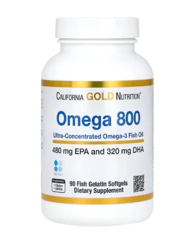 California Gold Nutrition, Omega 800 Ultra-Concentrated Omega-3 Fish Oil, kd-pur Triglyceride Form, 1,000 mg, 90 Fish Gelatin Softgels