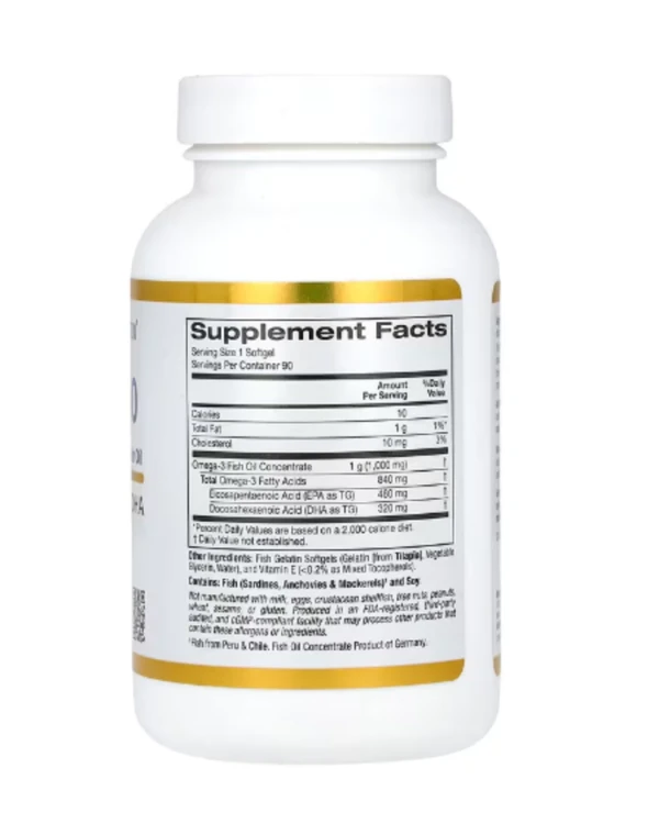 California Gold Nutrition, Omega 800 Ultra-Concentrated Omega-3 Fish Oil, kd-pur Triglyceride Form, 1,000 mg, 90 Fish Gelatin Softgels