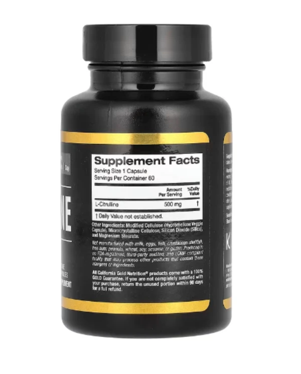 California Gold Nutrition, Sport, L-Citrulline, Kyowa Hakko, 500 mg, 60 Veggie Capsules