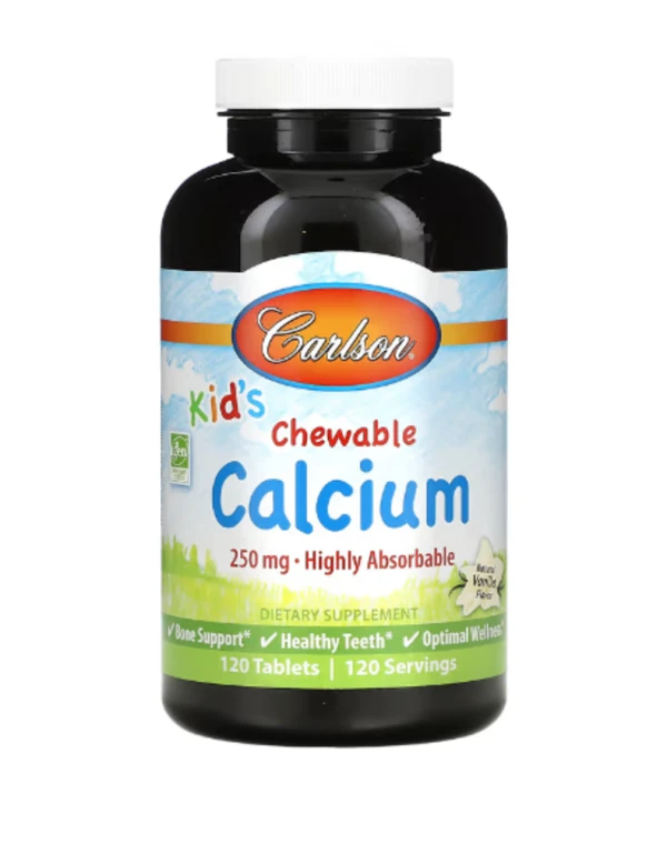 Carlson, Kid's, Chewable Calcium, Natural Vanilla, 250 mg, 120 Tablets