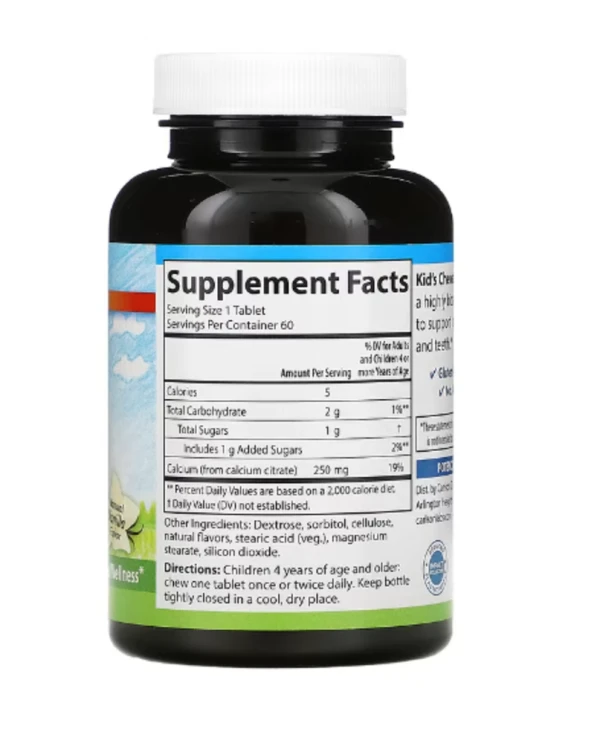 Carlson, Kid's, Chewable Calcium, Natural Vanilla, 250 mg, 60 Tablets